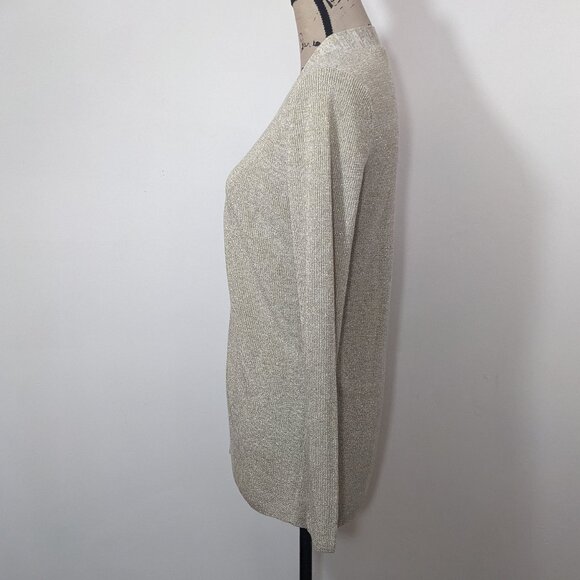 NWT Ann Taylor Shimmer Open Cardigan Sweater Tan Golden Festive XS - Picture 5 of 11